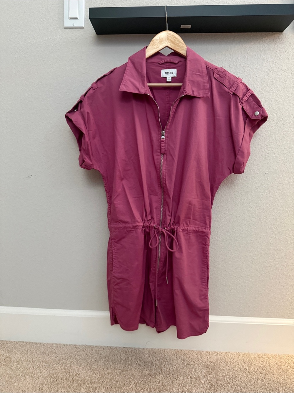 Pistola Berry Zip-Front Drawstring Romper